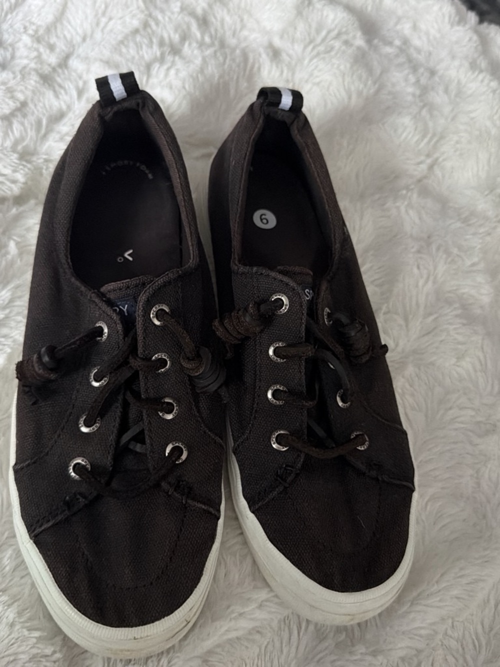 Sperry Black Canvas Sneakers with White Soles